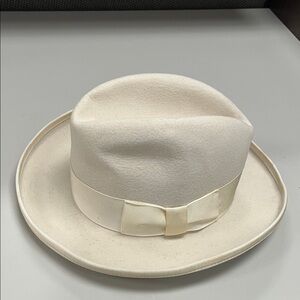 Capas Design 100% Wool Classic Cream Godfather Fedora Hat Size Small